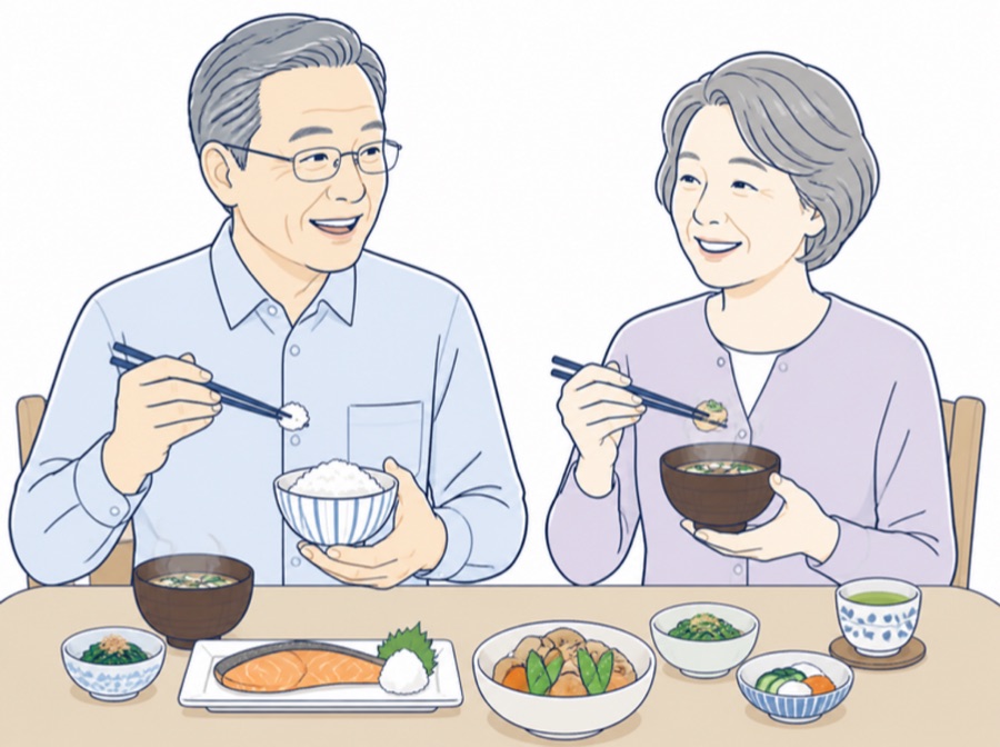 食事の中で確認する様子