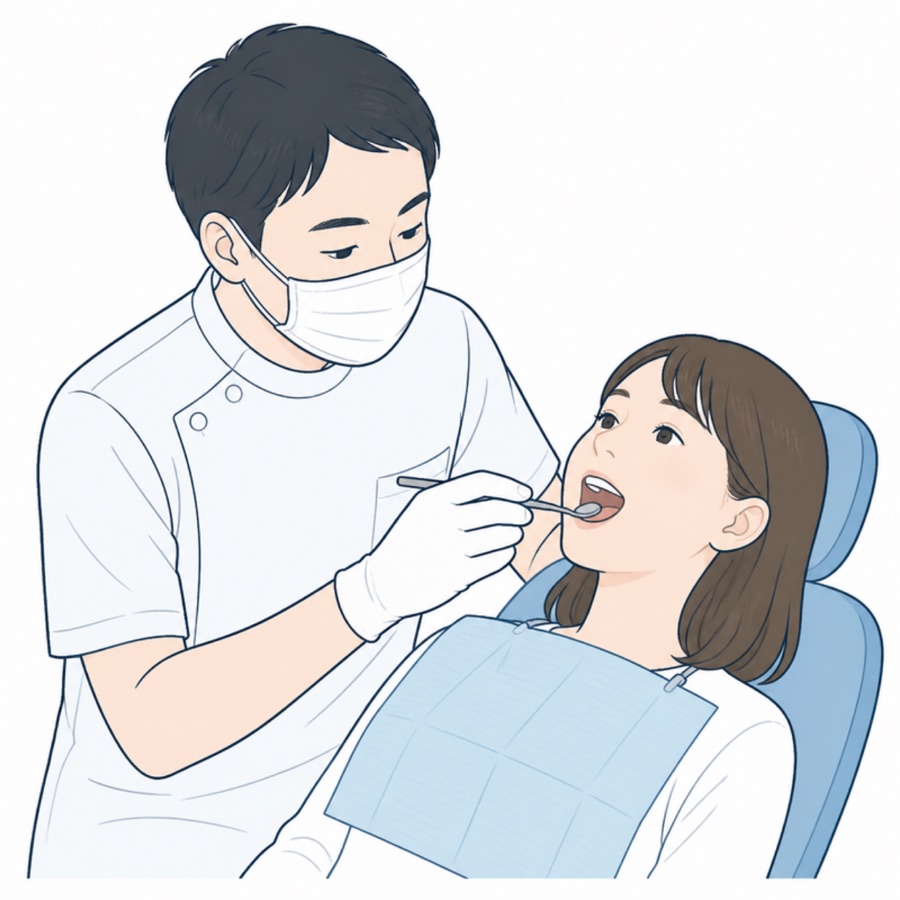 お口の状態と噛み合わせを確認します