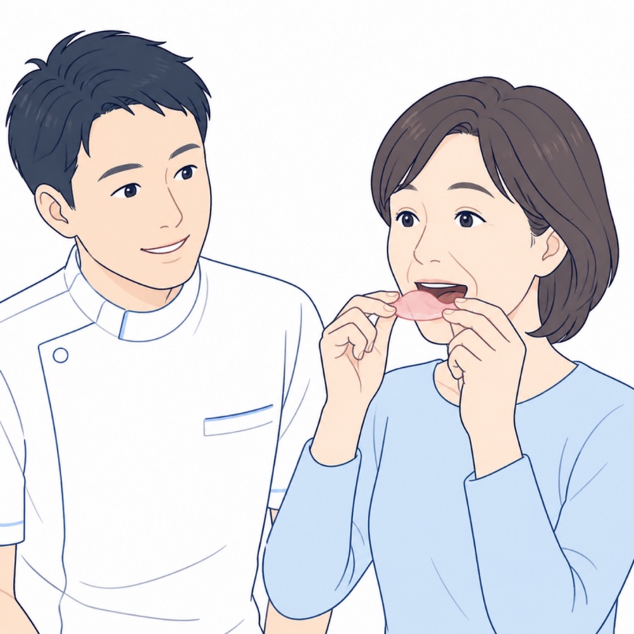 体験プレートで装着感を確認します